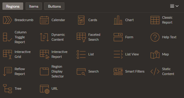 Oracle APEX Region Types