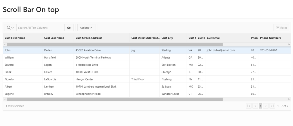 Horizontal Scrollbar On Top of Interactive Grid Oracle APEX